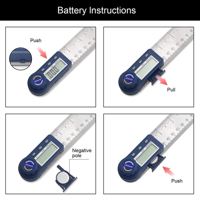 SHAHE Digital Angle Finder,2 in 1 Digital Protractor, 7 inch / 200mm Stainless Steel Digital Angle Ruler with Zeroing and Locking Function - Image 5